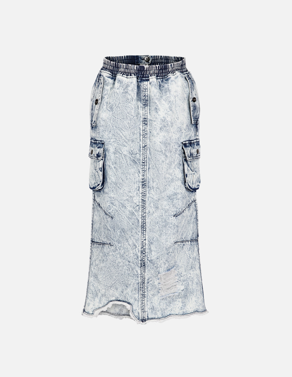 Women's Bleached Double Pocket Denim Skirt