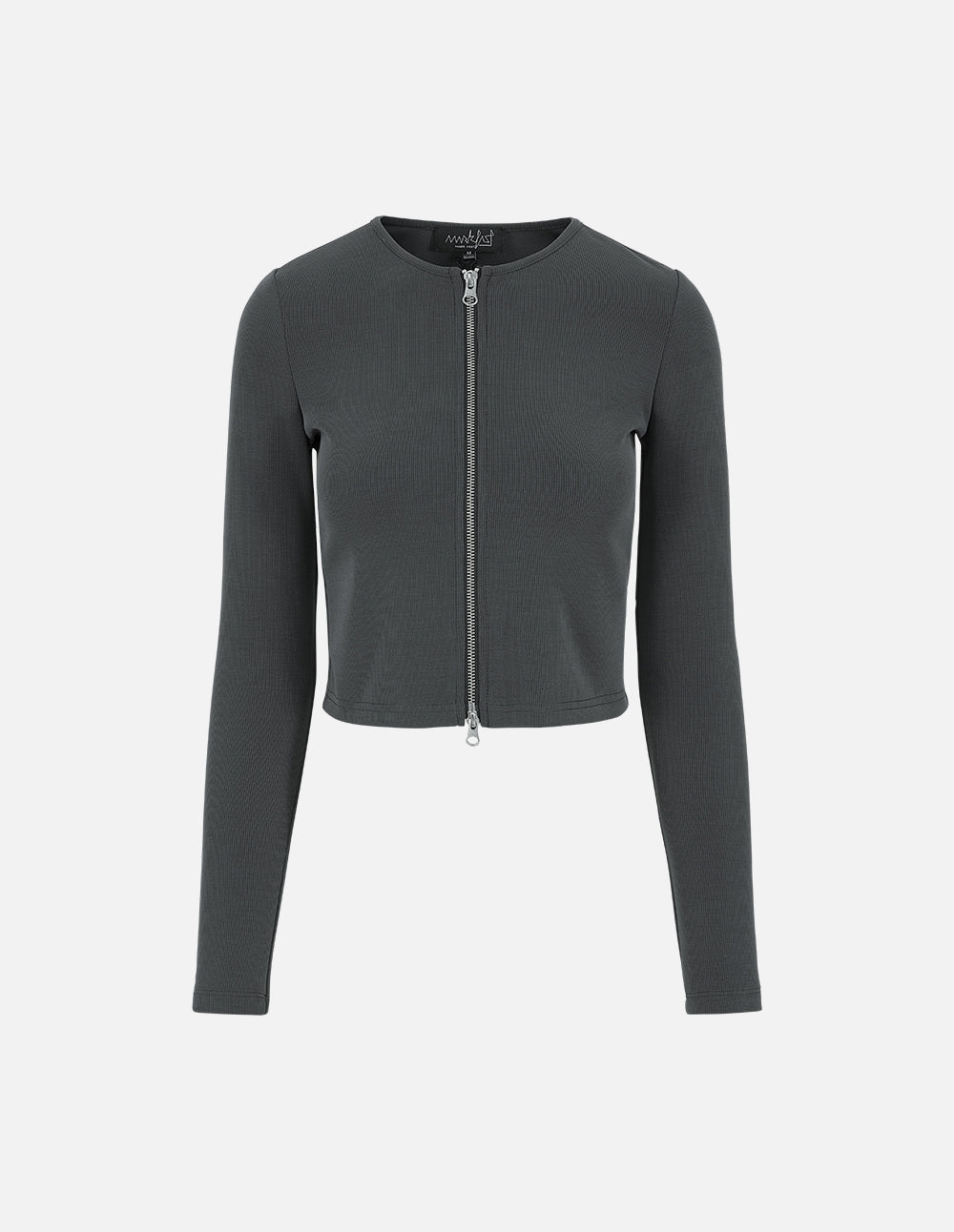 Ladies Simple Dark Gray Zipper Top