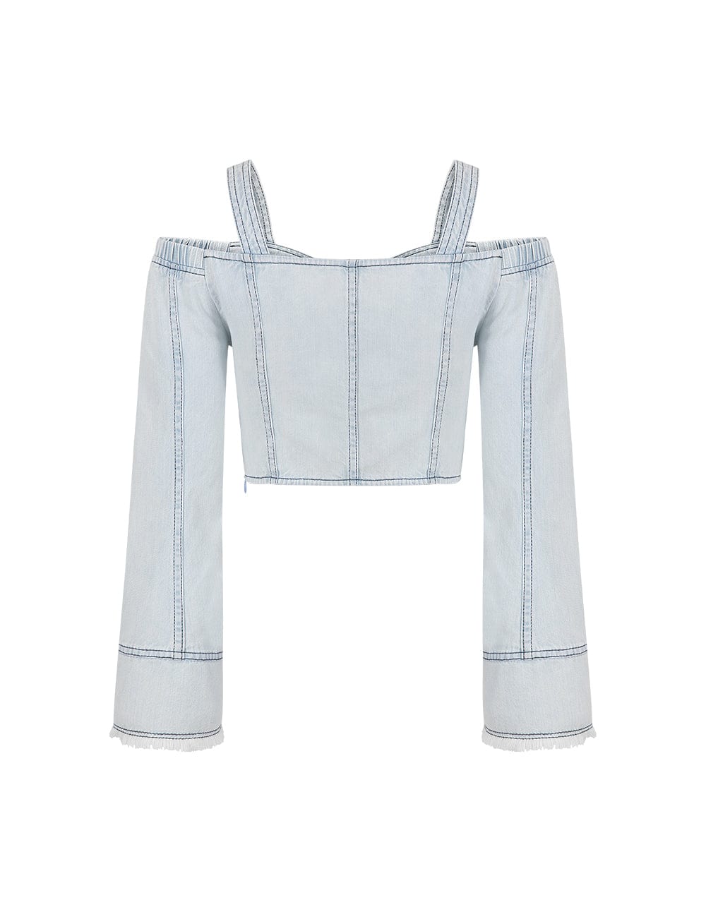 Women's Washed Denim Off-Shoulder Crop Top