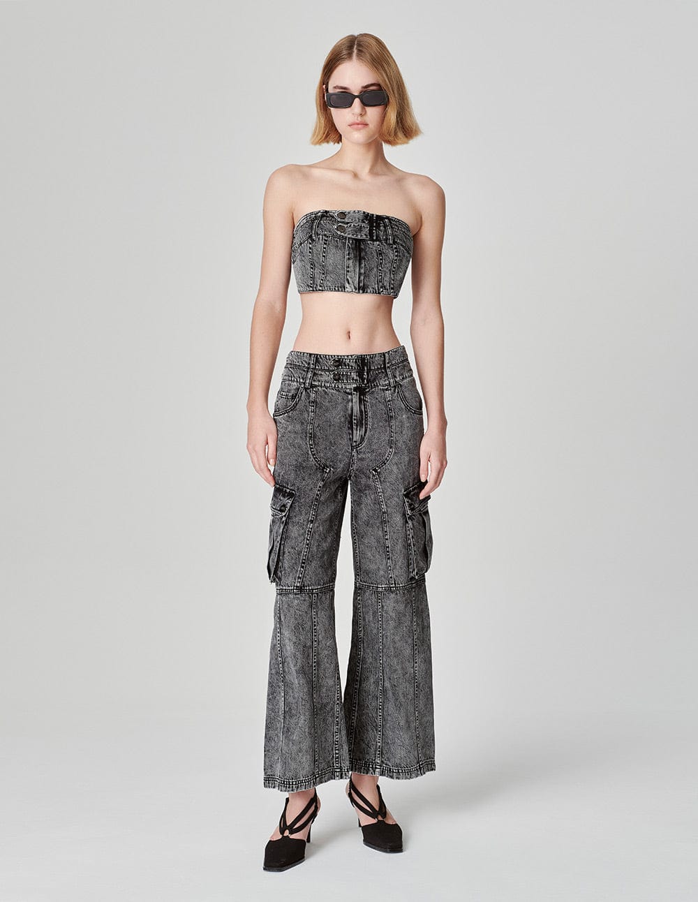 Women's Snowflake Washed Denim Tube Top