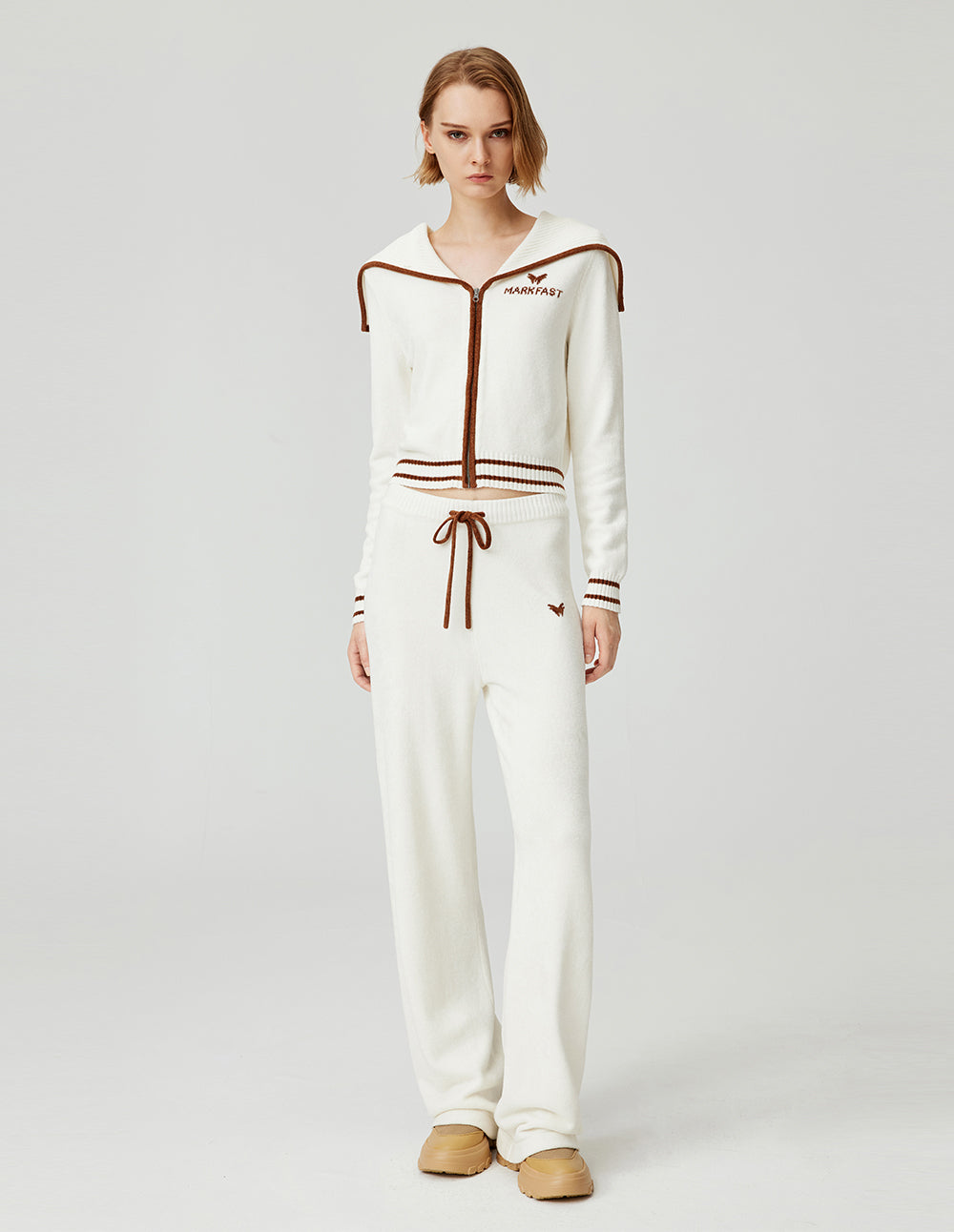 MF High-Waist Elastic Belted Versatile Slim-Fit A-Line Knitted Top