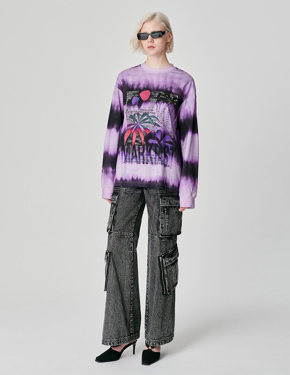 Unisex Tie-Dye Printed Round Neck Long-Sleeved T-Shirt