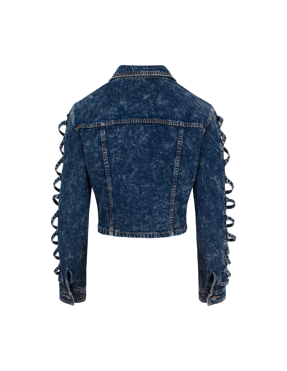 Tie-Strap Design Snowflake Washed Denim Jacket