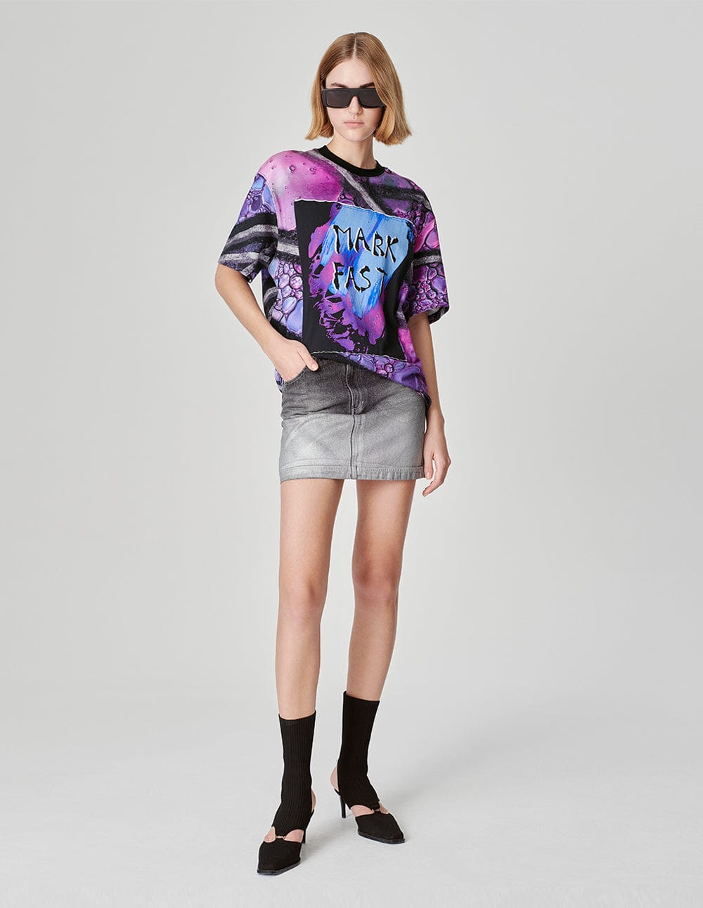 Unisex Printed Patch Loose T-Shirt