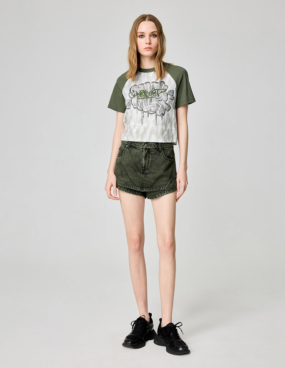 Women's Graffiti Bubble Print Cotton T-Shirt