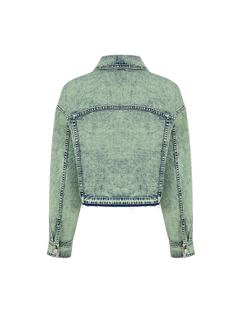 Women's Ripped Sleeves Washed Denim Jacket