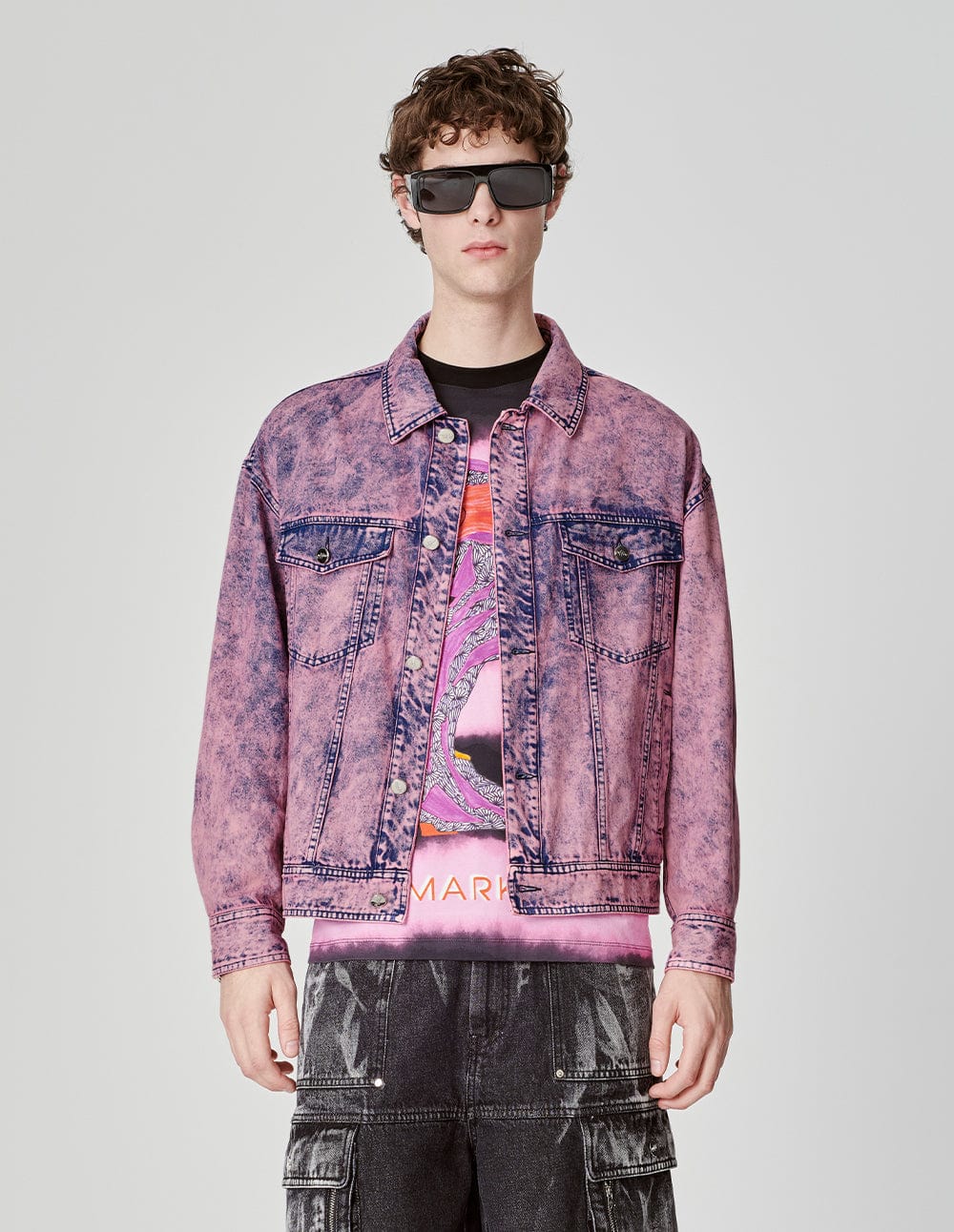 Unisex Snowflake Washed Denim Jacket