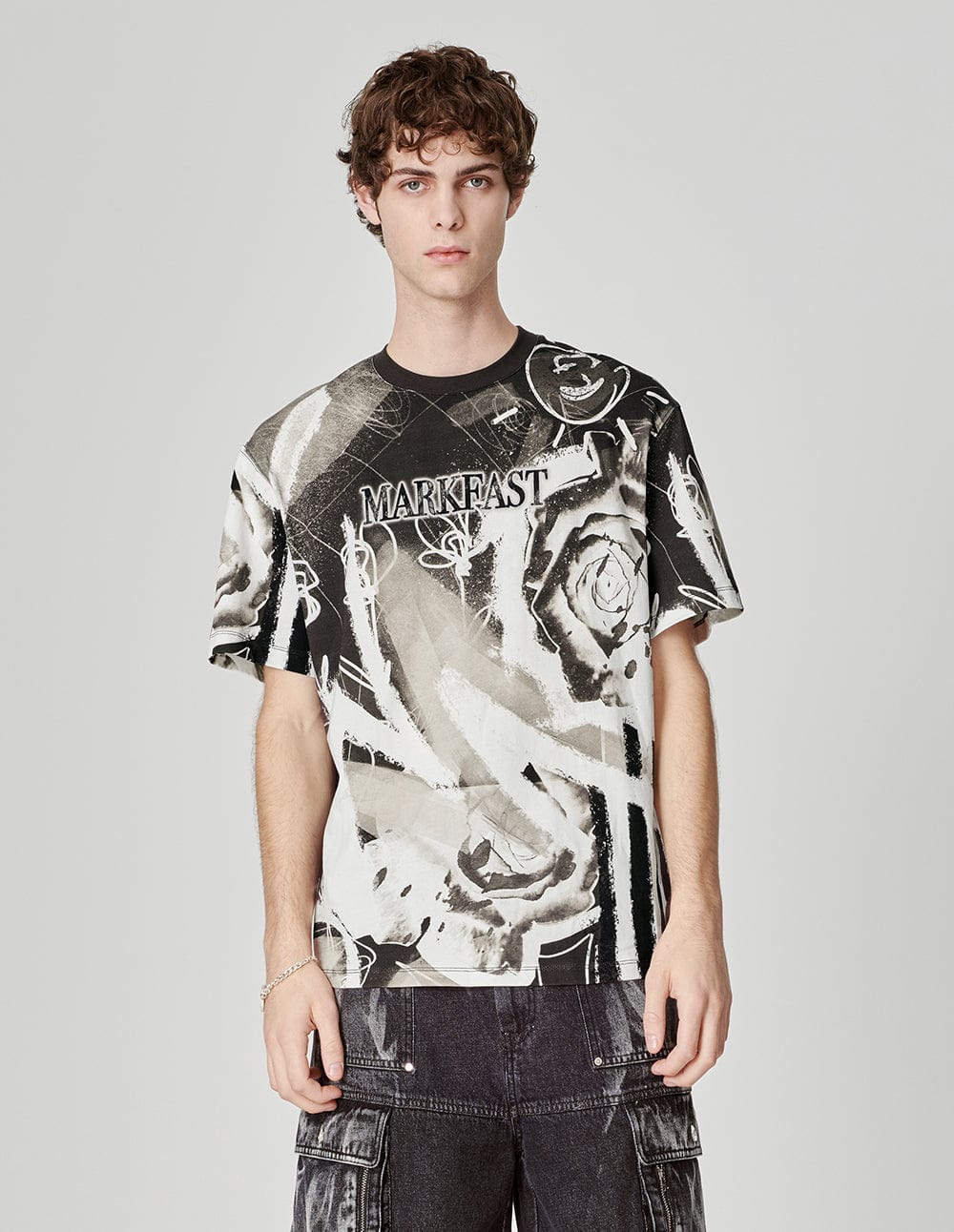 Unisex Rose Positioning Printed Cotton T-Shirt