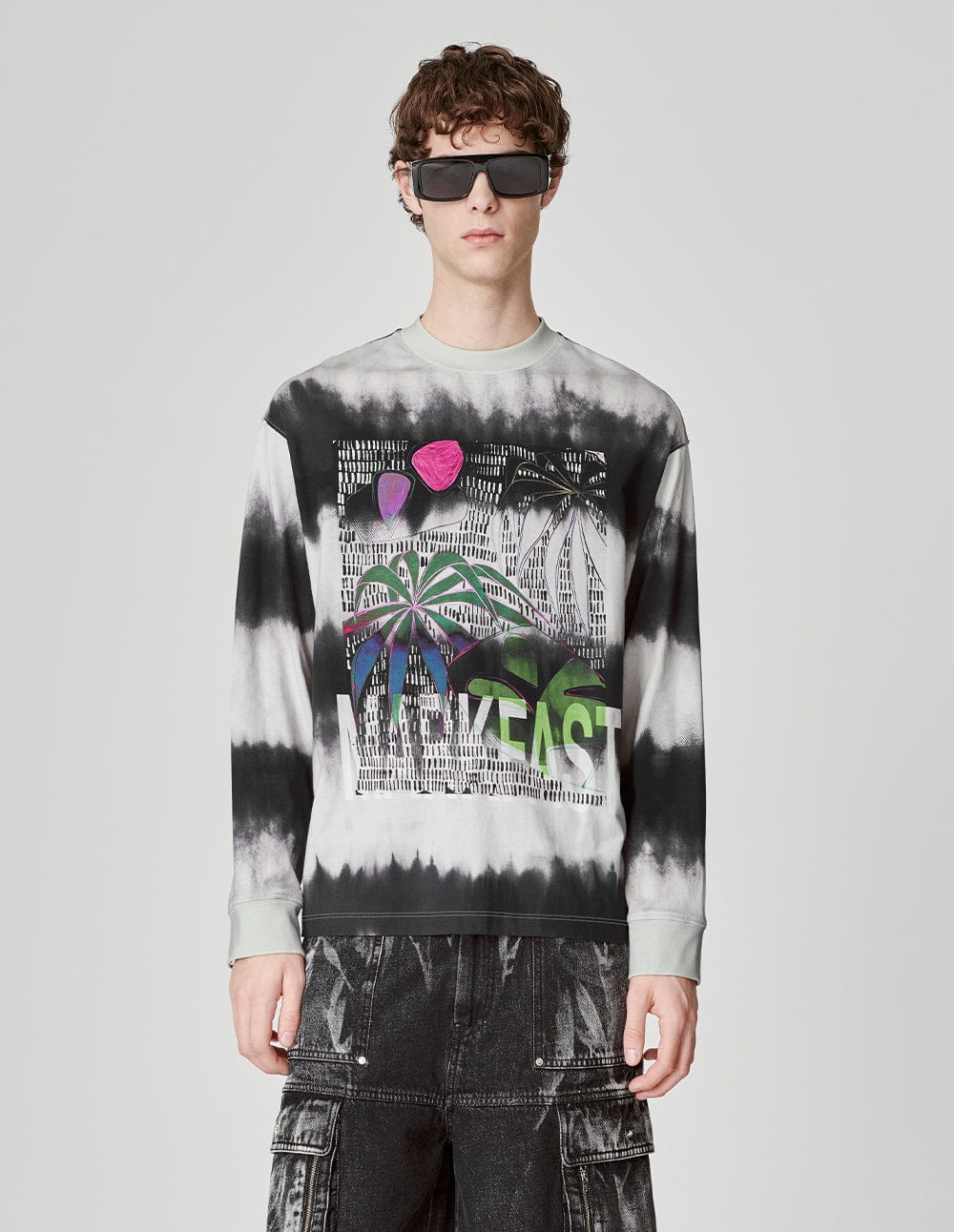 Unisex Tie-Dye Printed Round Neck Long-Sleeved T-Shirt