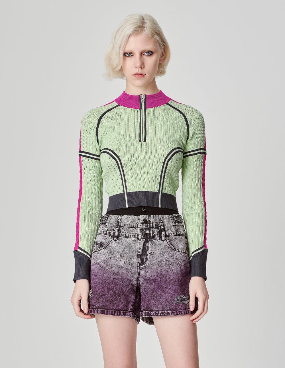 Women'S Avocado Green Contrast Sweater