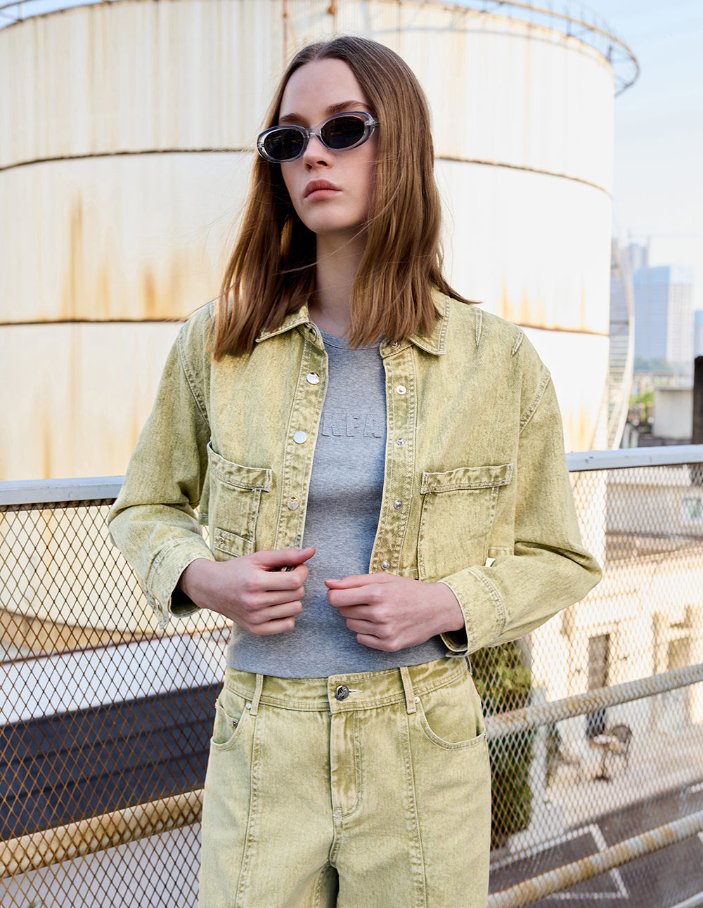 Women's Snowflake Washed Shirt Short Jacket