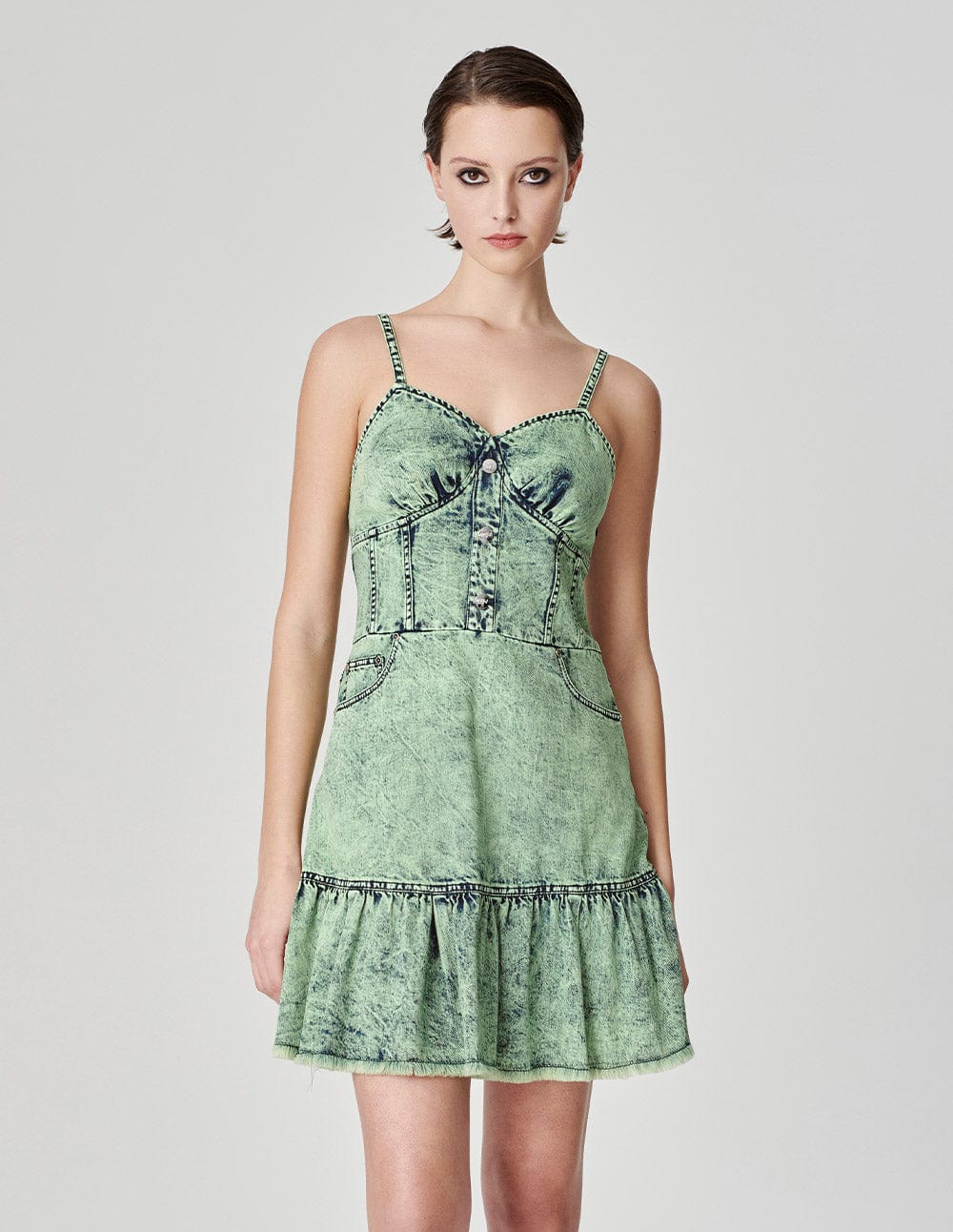 Women's Washed Denim Strappy Dress