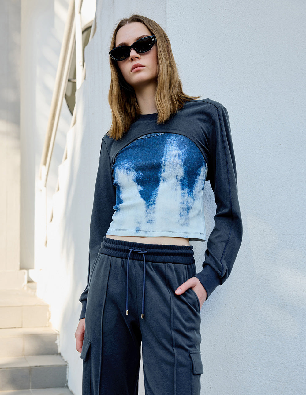 Women's Sporty Layered Cropped Tops