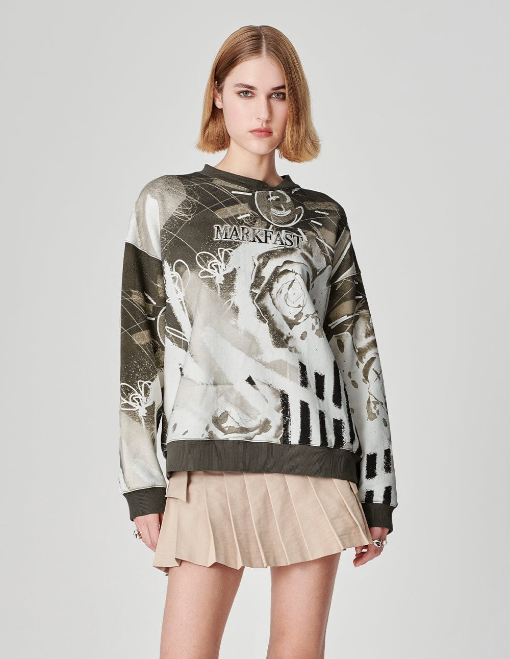 Unisex Rose Positioning Printed Cotton Sweatshirt