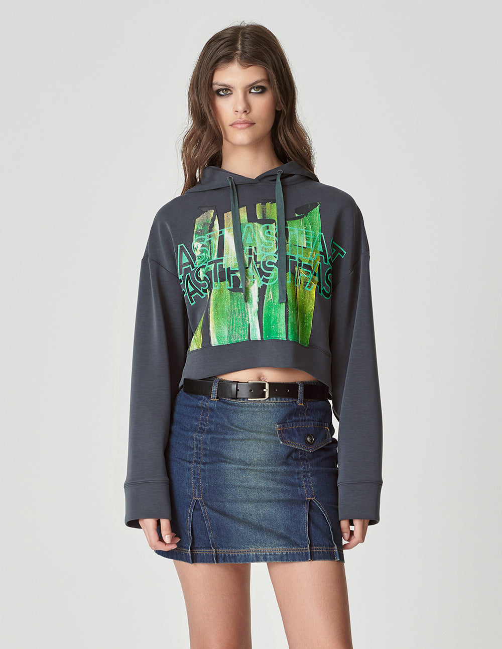 Women's metallic light and shadow hand-painted wall print sweatshirt