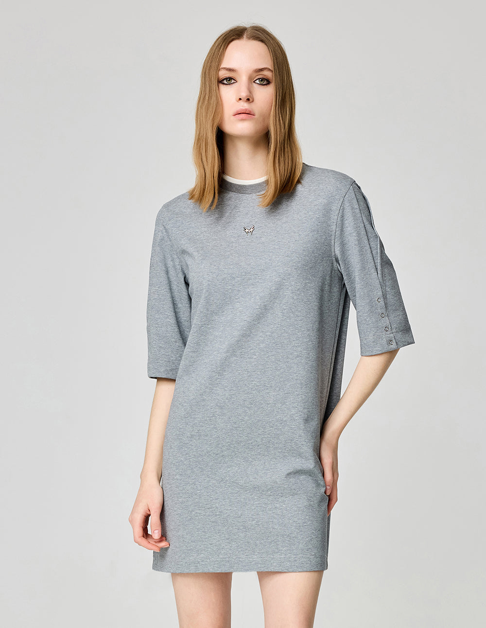 Women's air cotton simple contrasting edge T-shirt dress