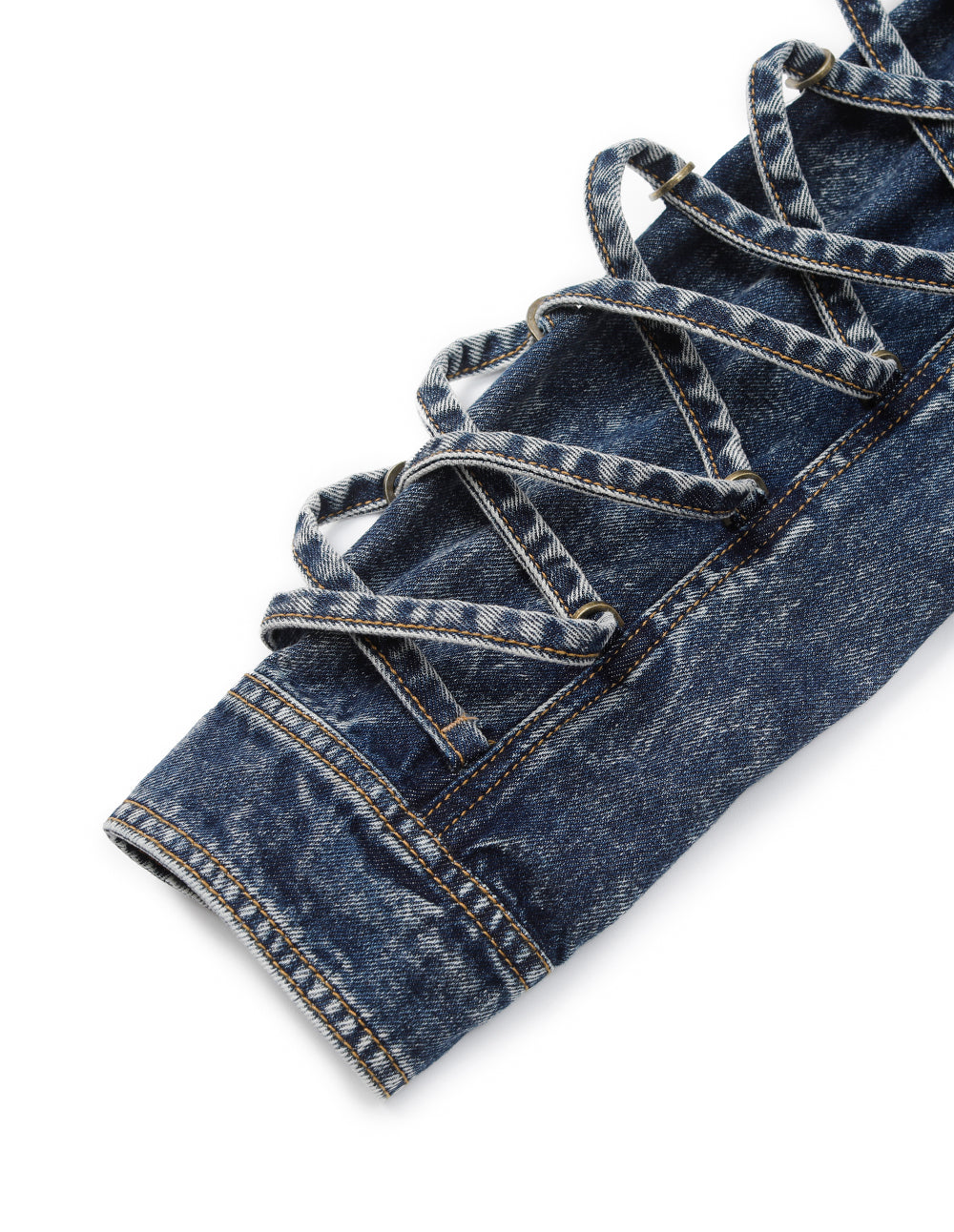 Tie-Strap Design Snowflake Washed Denim Jacket