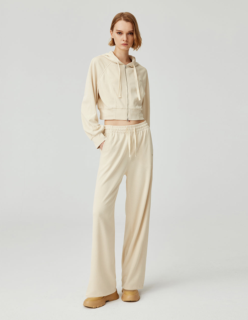 MF casual, simple and versatile elastic drawstring slim straight casual pants