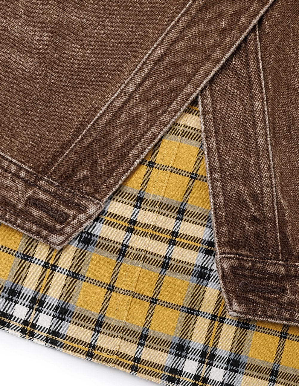 Women's Denim Patchwork Plaid Double Layer Skirt