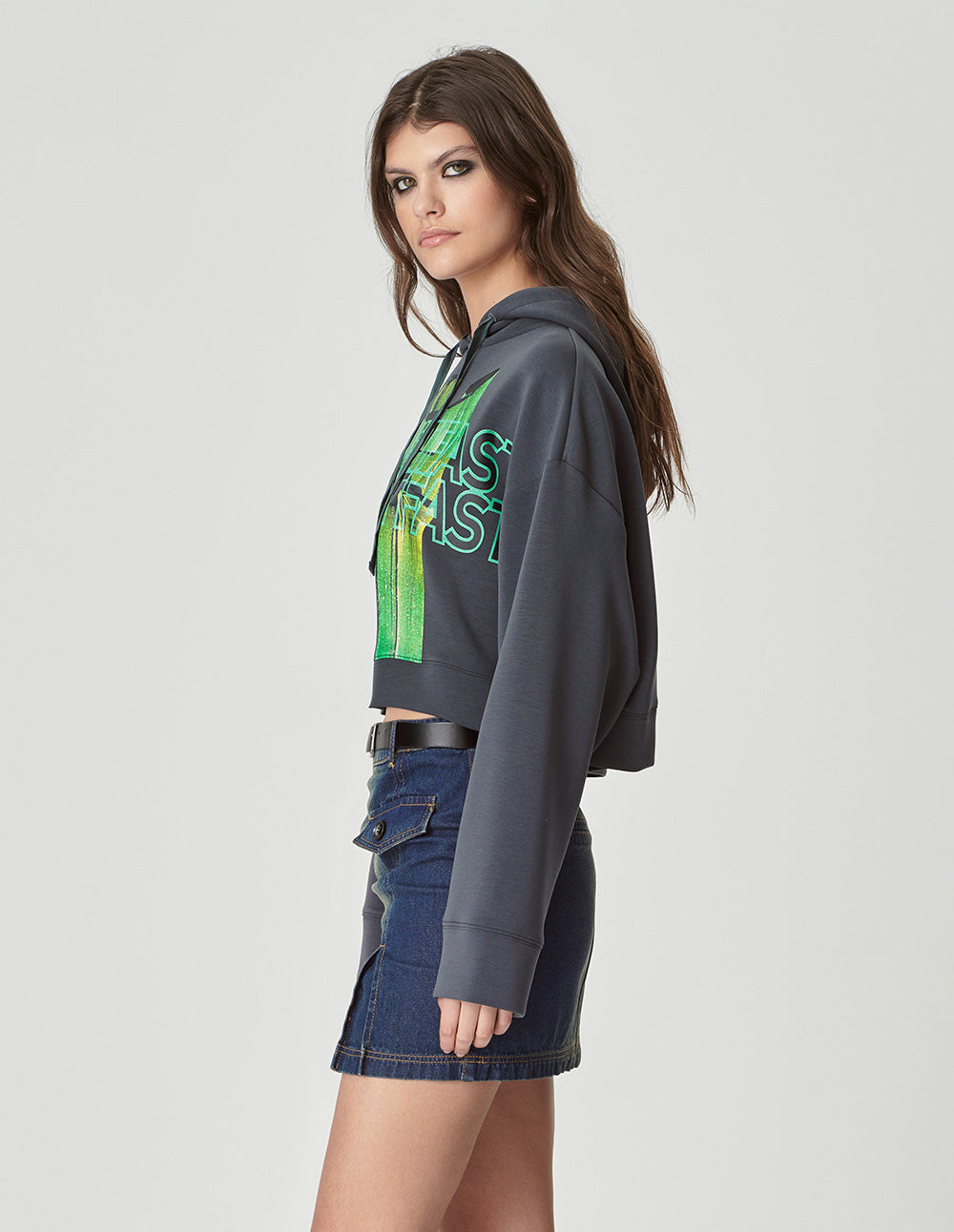 Women's metallic light and shadow hand-painted wall print sweatshirt