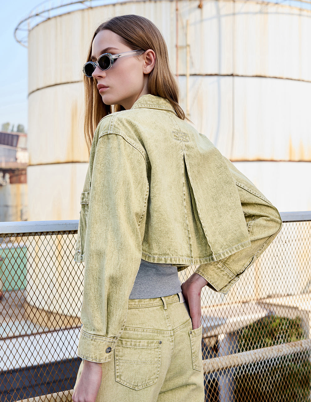 Women's Snowflake Washed Shirt Short Jacket