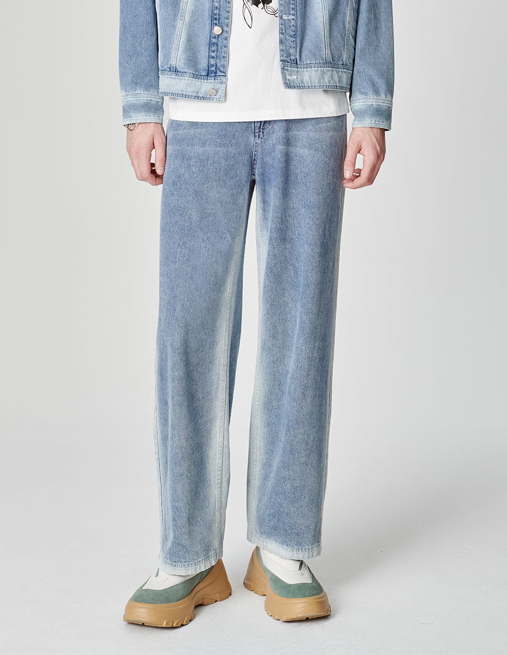 Unisex Spray Washed Denim Trousers