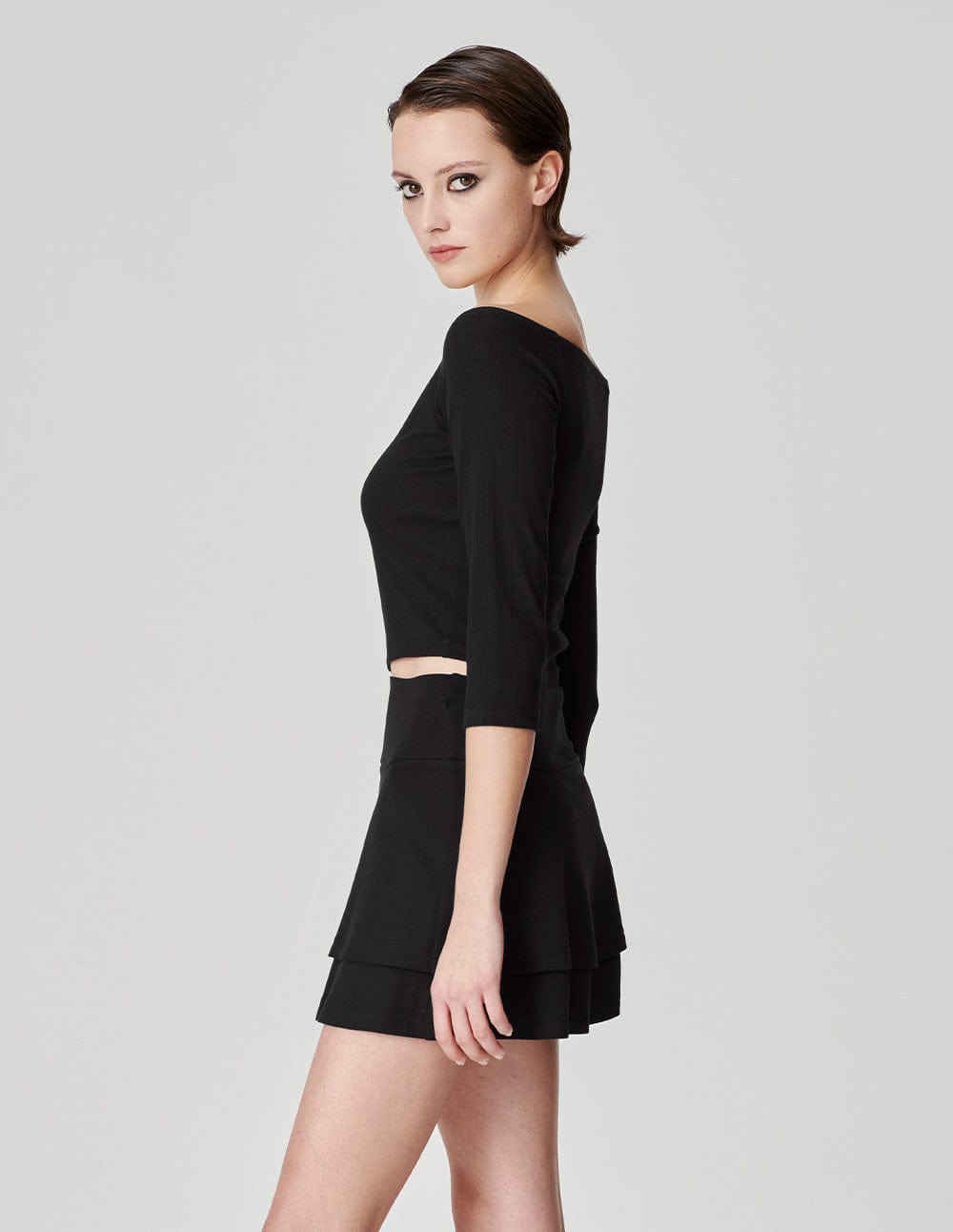 Women's One-Shoulder Cross Strap Knitted T-Shirt