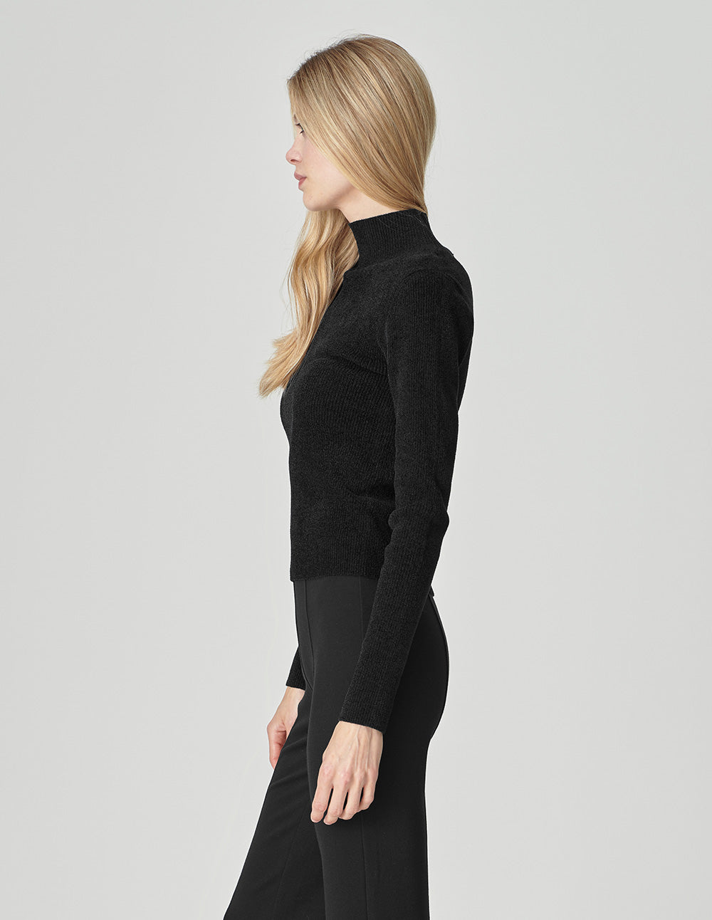 Women's Black Ribbed Knit Jumper