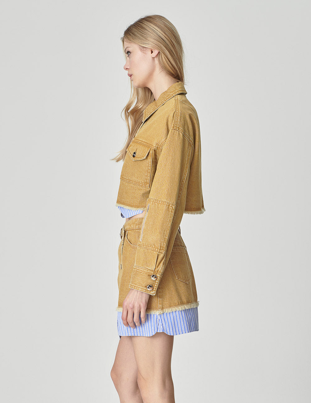 Mf Patchwork Washed Denim Skirt