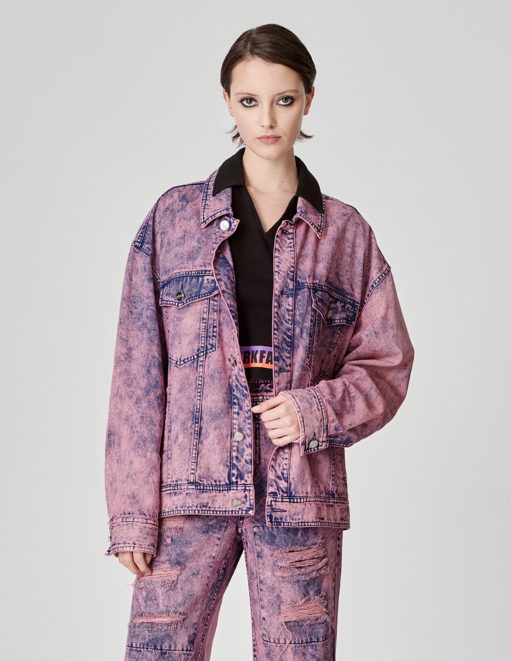 Unisex Snowflake Washed Denim Jacket