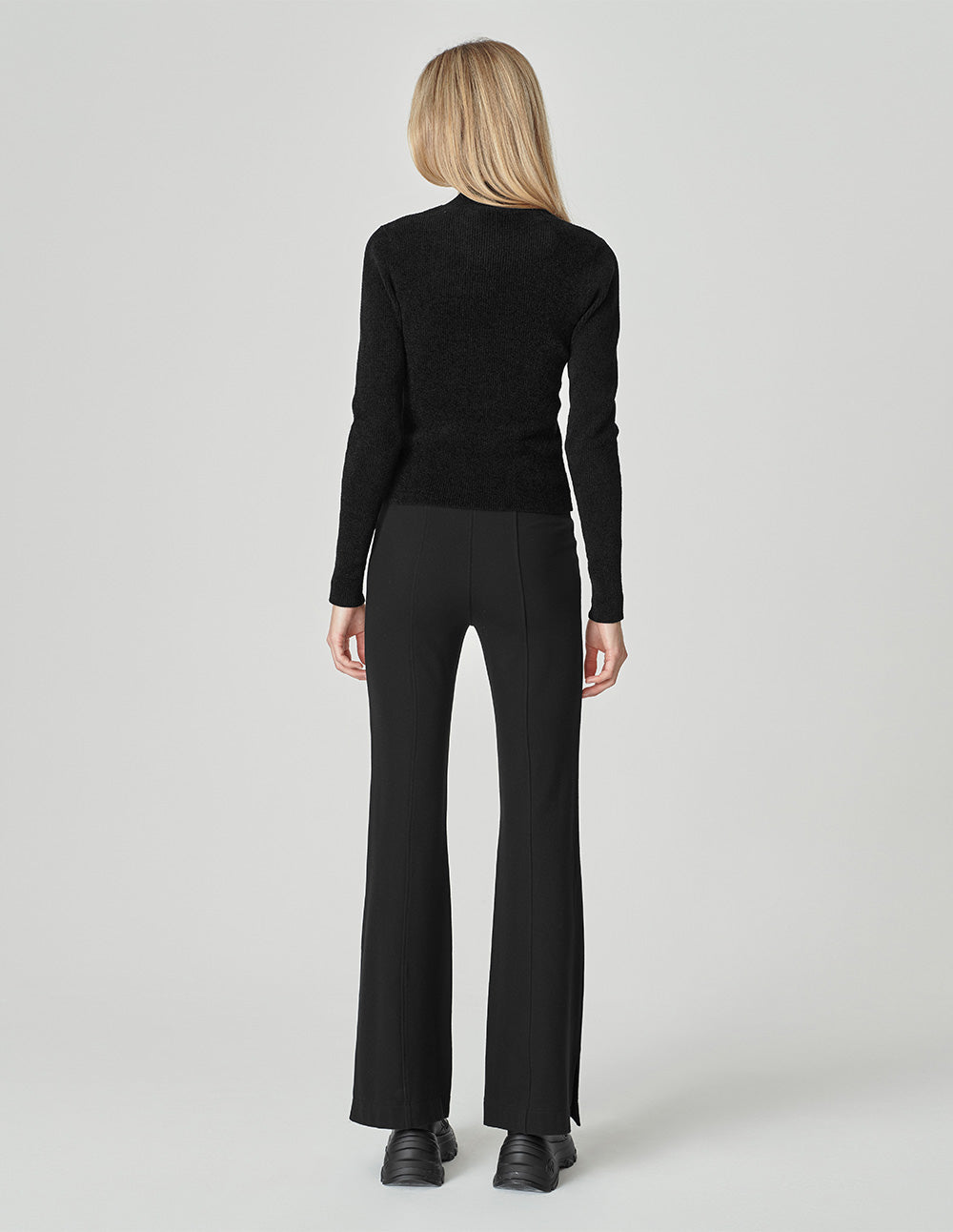 Women's Black Ribbed Knit Jumper