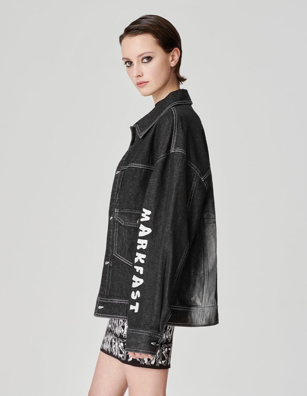 Unisex Embroidered Printed Washed Denim Jacket