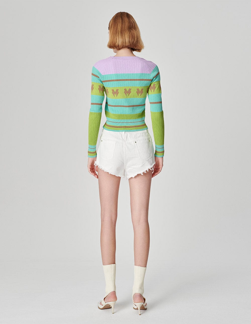 Women's Contrast Striped Jacquard Knit Pullover