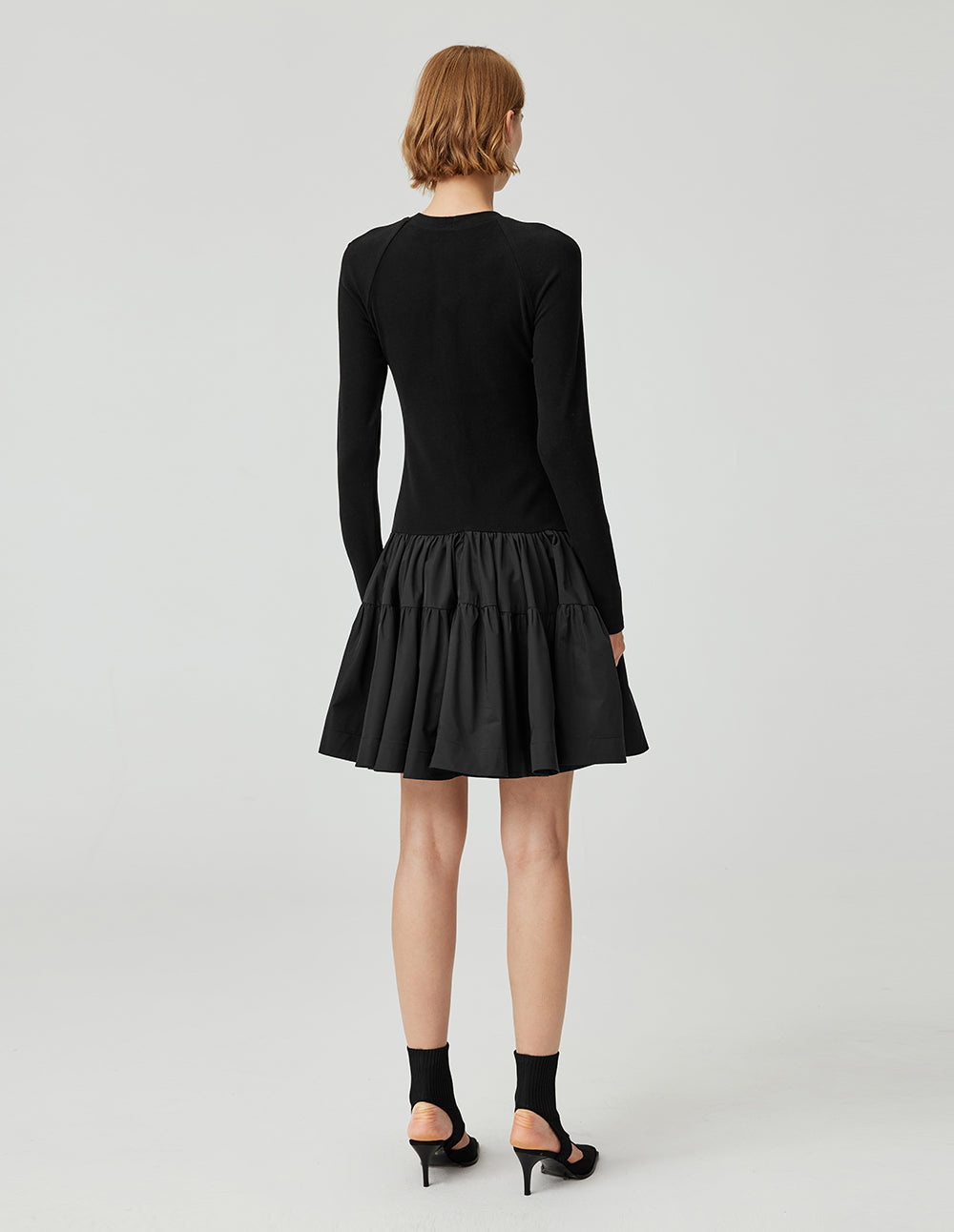 MF Round Neck Knitted Patchwork Woven Tutu Dress