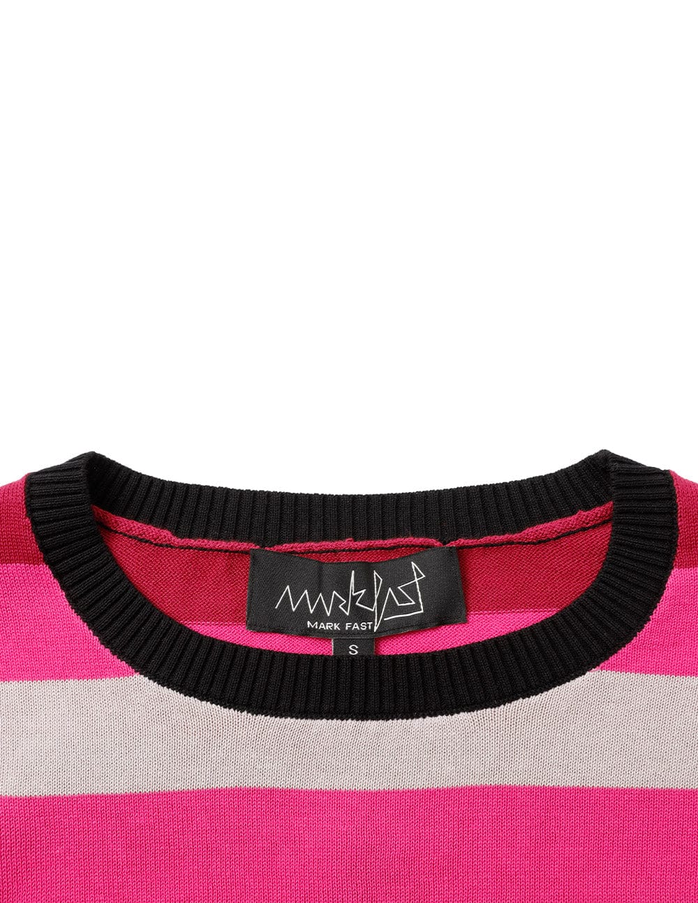 Women's Rose Red Striped Short-Sleeved Sweater