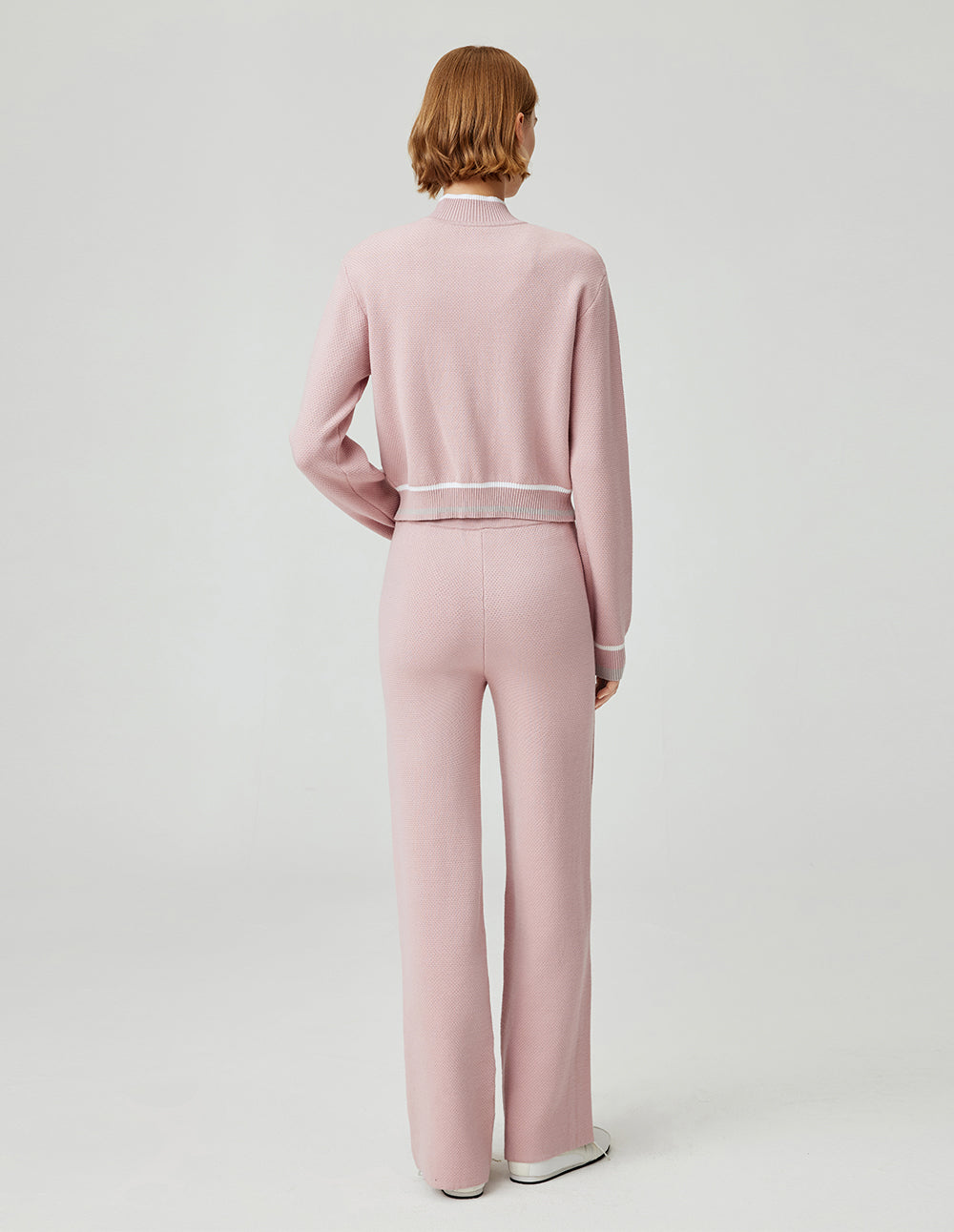 MF comfortable and versatile slim elastic drawstring loose straight knit wide-leg pants