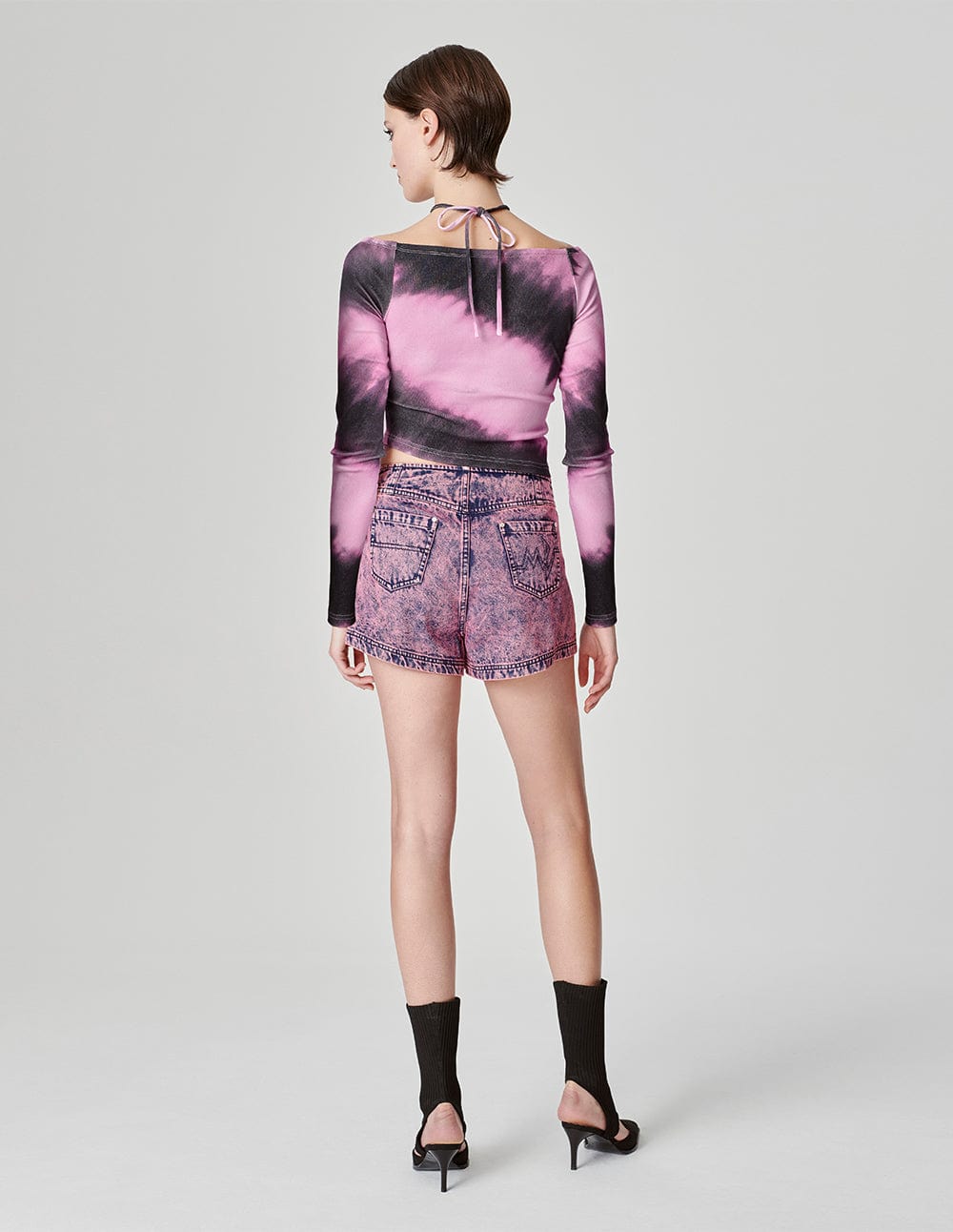 Women's Tie-Dye Printed Lace-Up Sweater