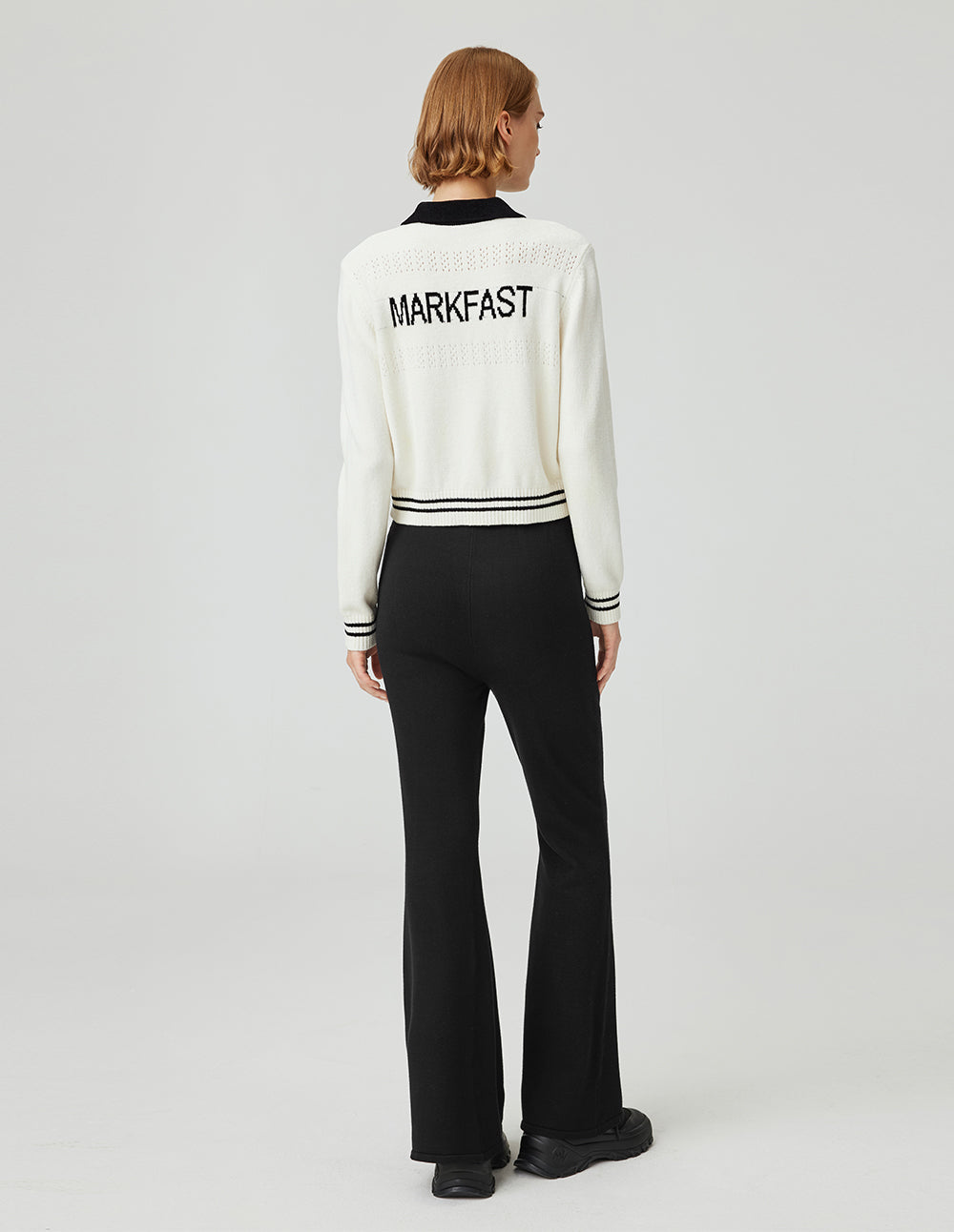 MF Loose Versatile Lapel Polo Style Beige Knitted Pullover