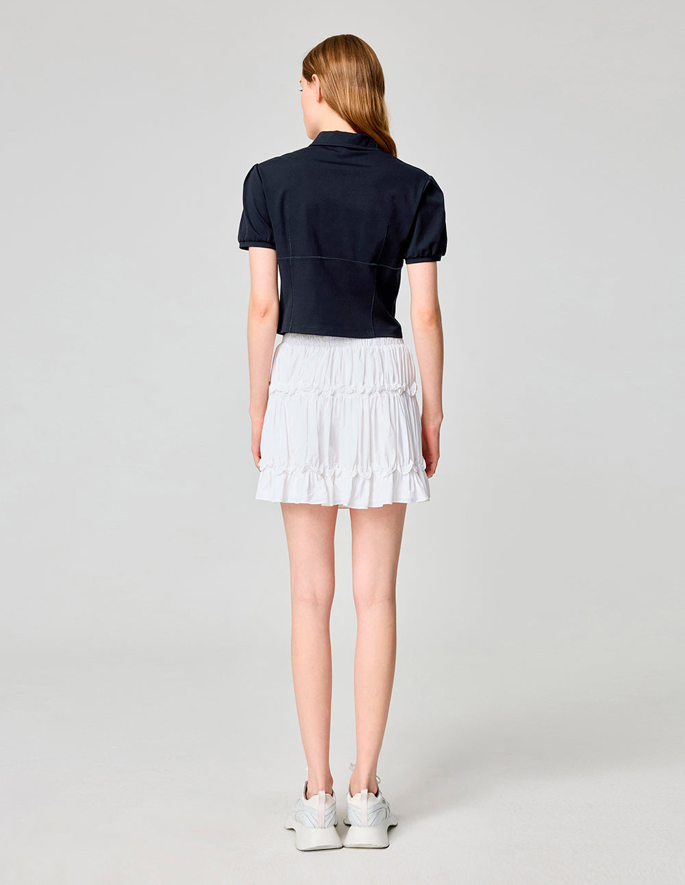 Fresh French Style Polo Lapel Bubble Short-Sleeved T-Shirt