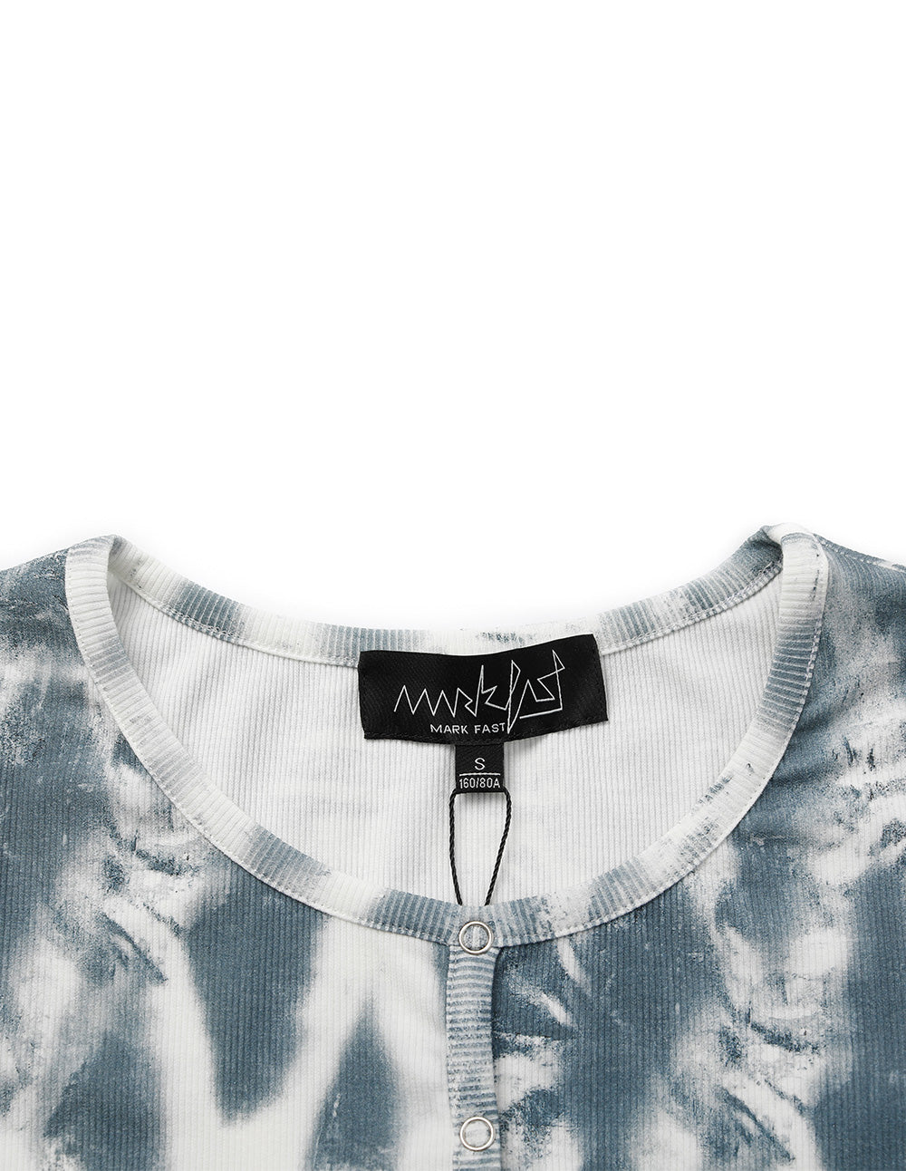Women's Light Gray And Blue Printed Knitted Top