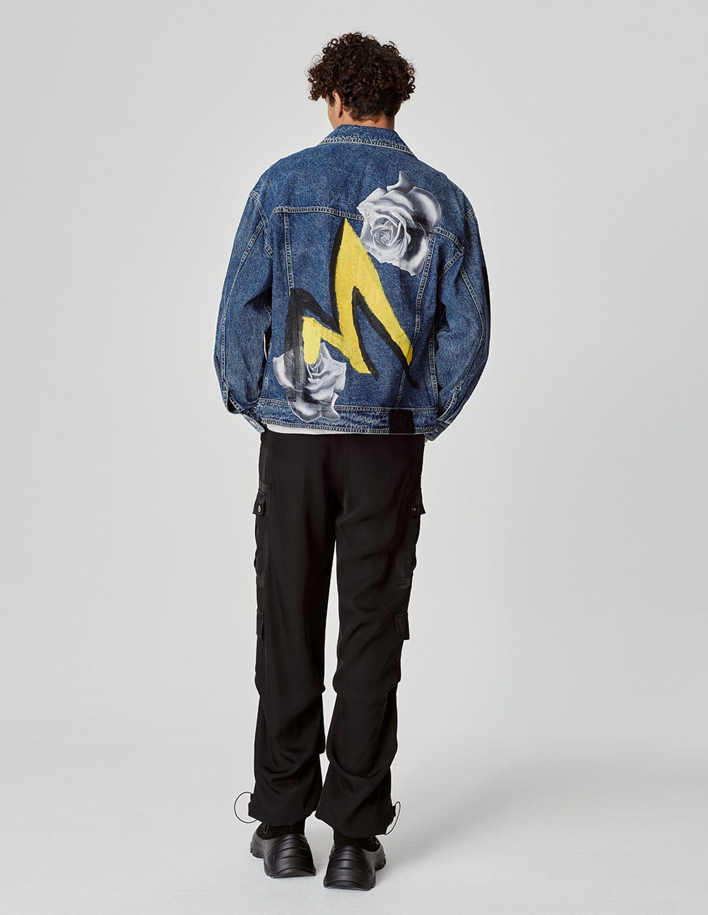 Unisex Printed Washed Denim Jacket