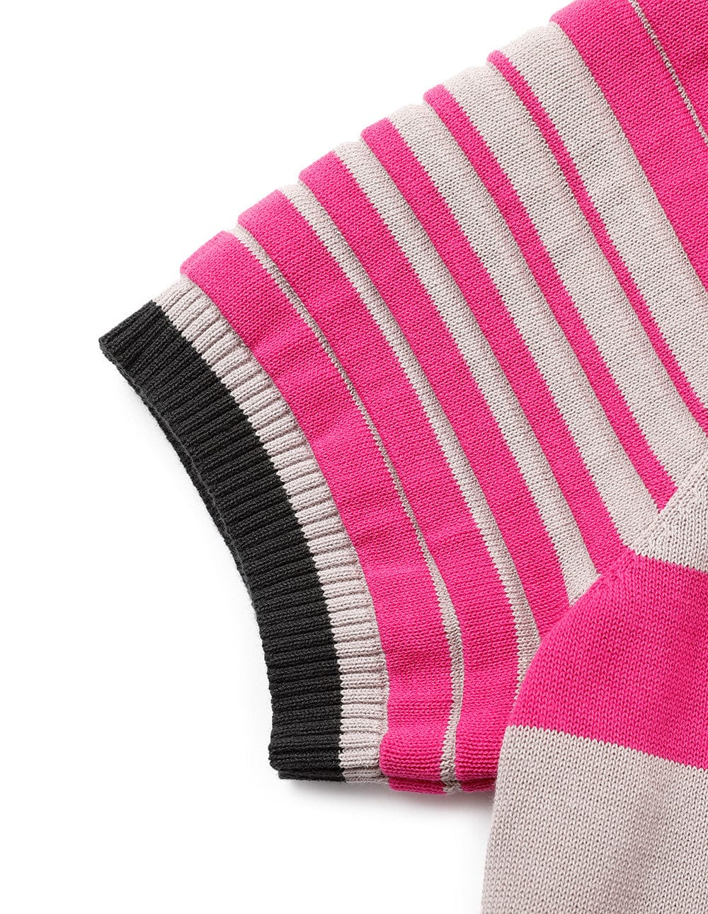 Women's Rose Red Striped Short-Sleeved Sweater