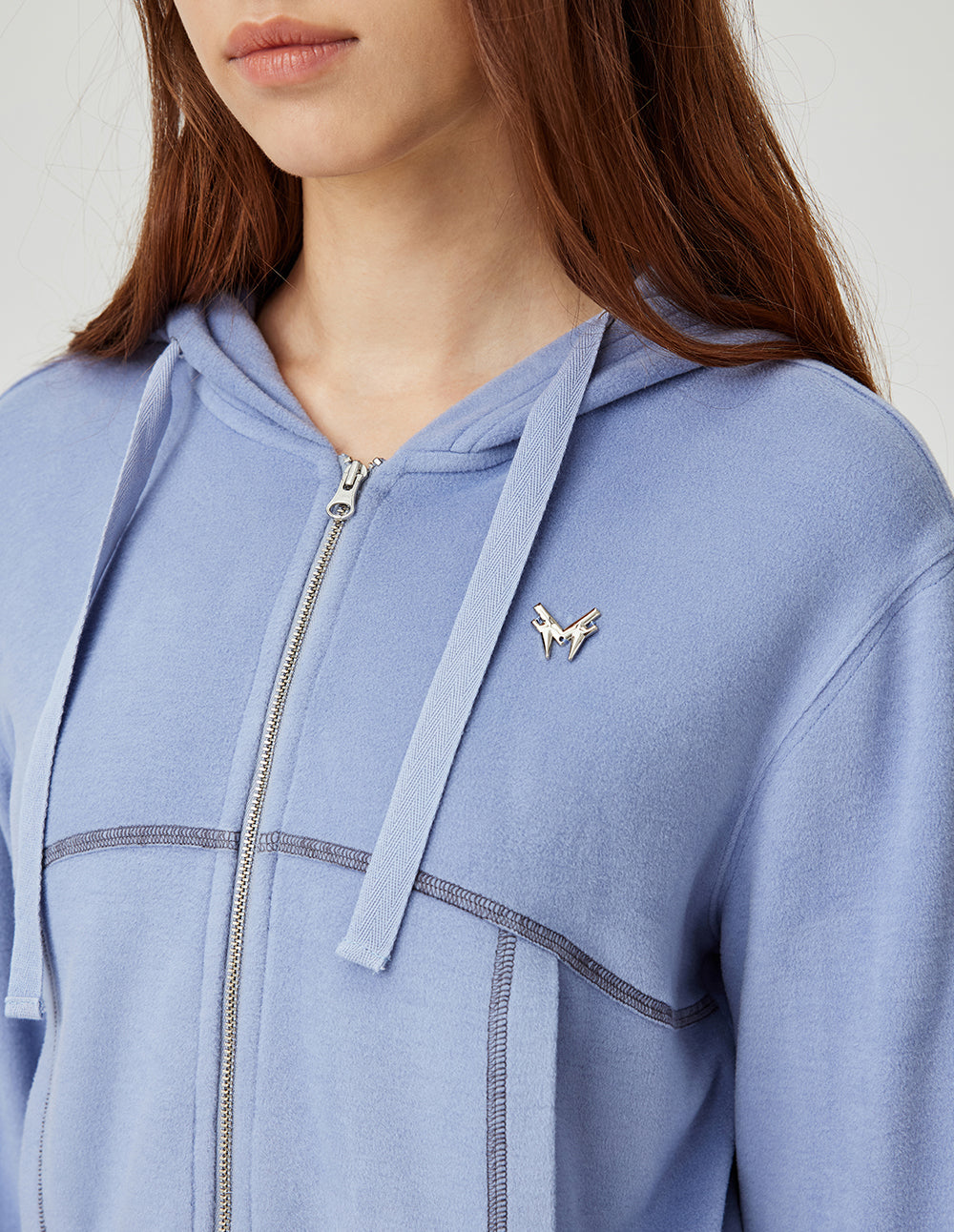 MF casual hooded tie double-opening zipper knitted jacket