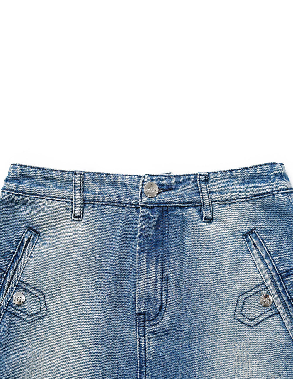 Women's Mid-Length Denim Skirt With Front Slit