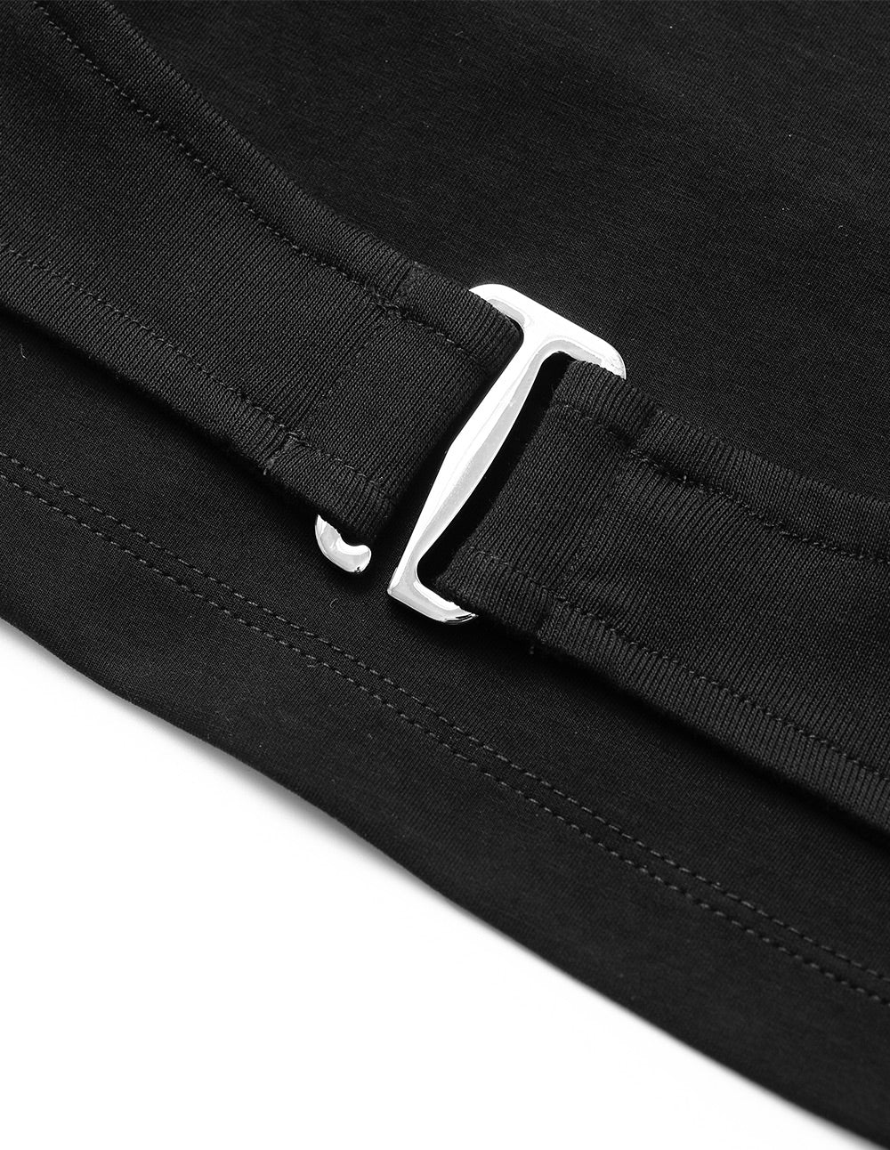 Women's Round Neck Short Sleeve Metal Button Girdle T-Shirt