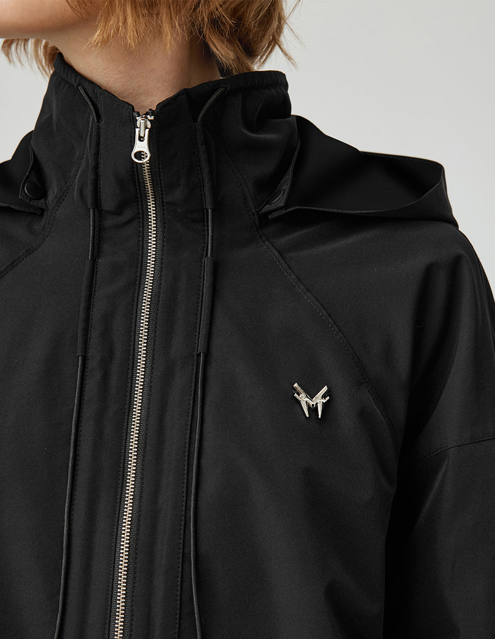 MF stand-up collar loose workwear style hooded zip-up jacket