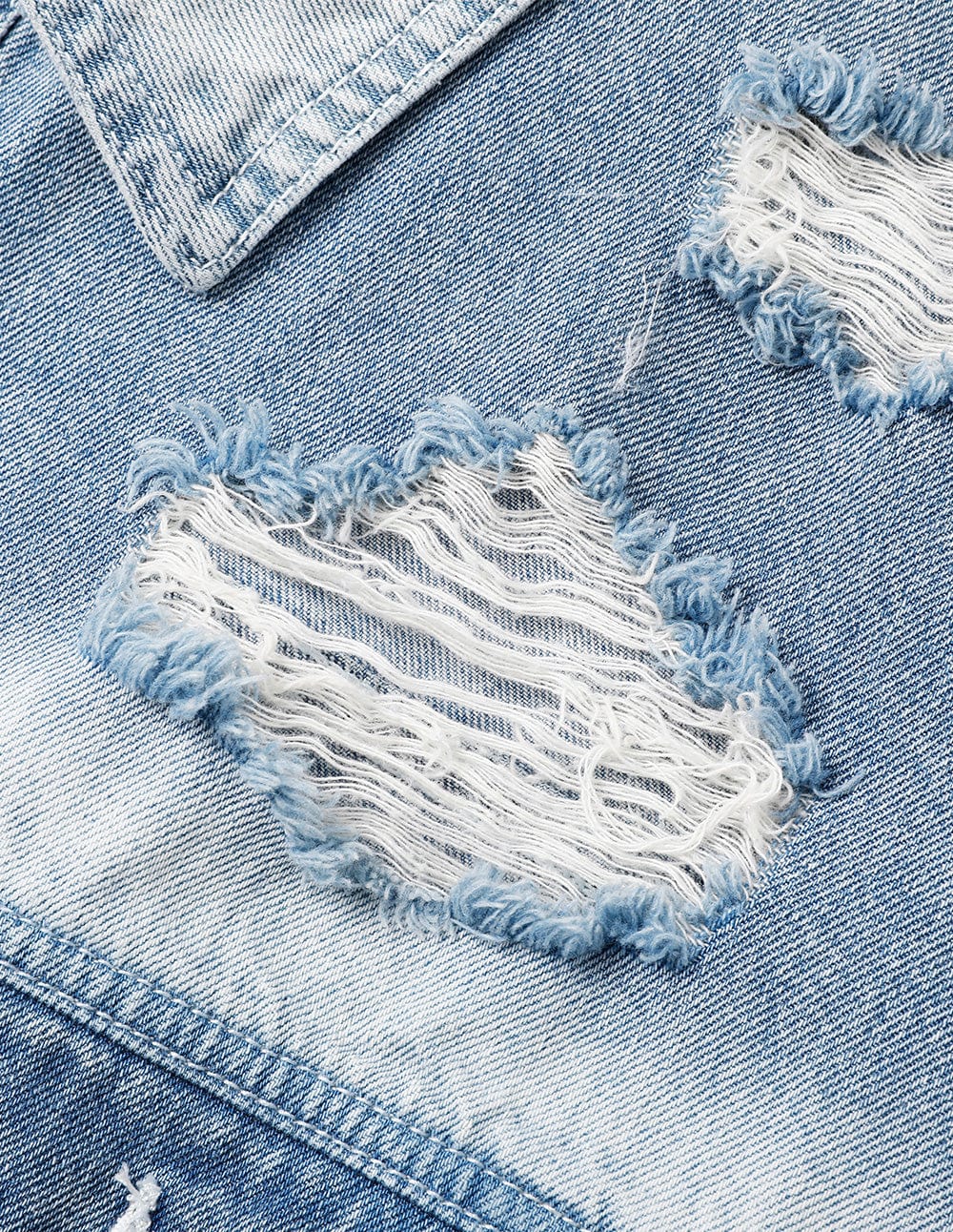 Unisex Ripped Washed Denim Jacket