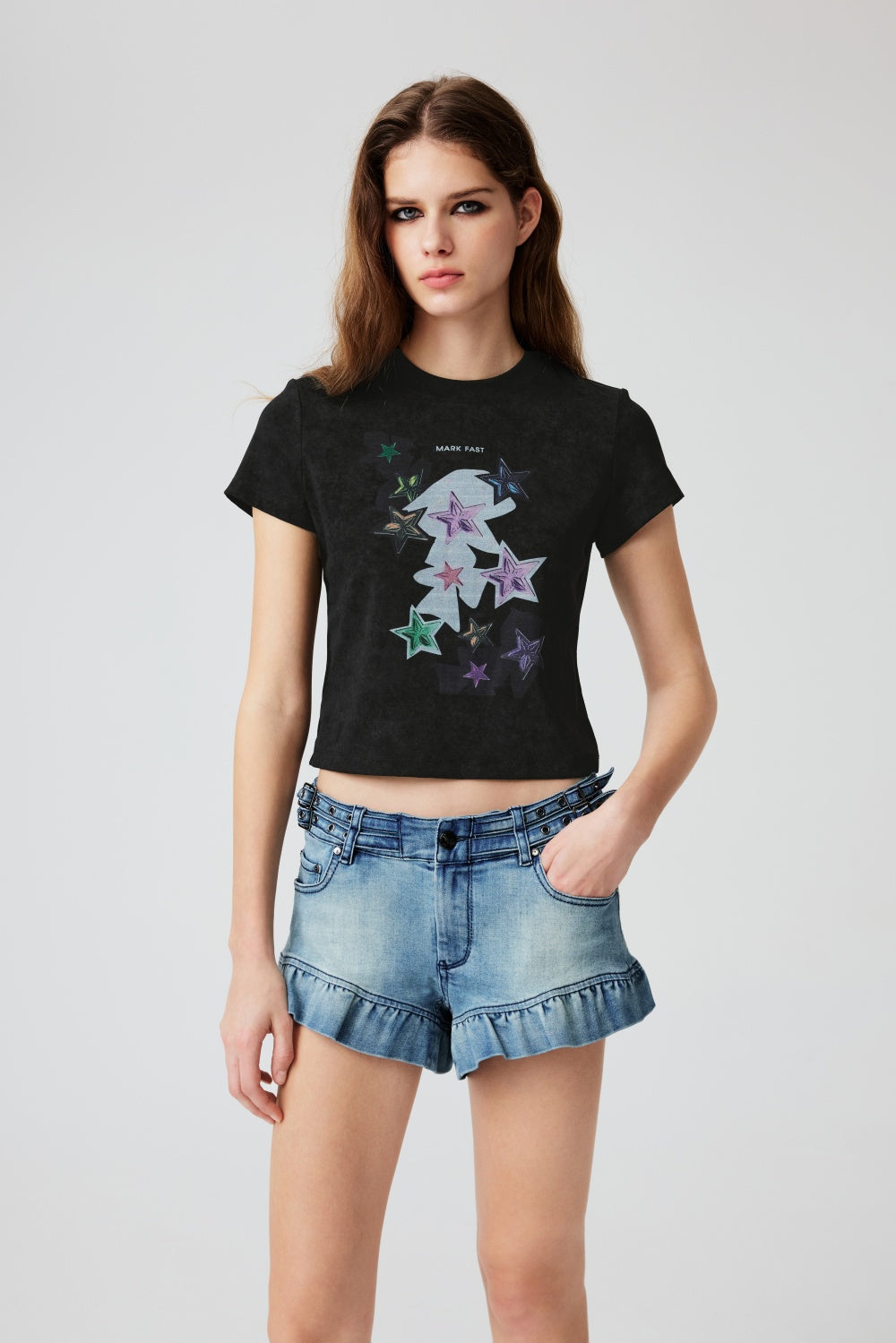 MF Solid-Color Cotton Spandex Stretch T-Shirts