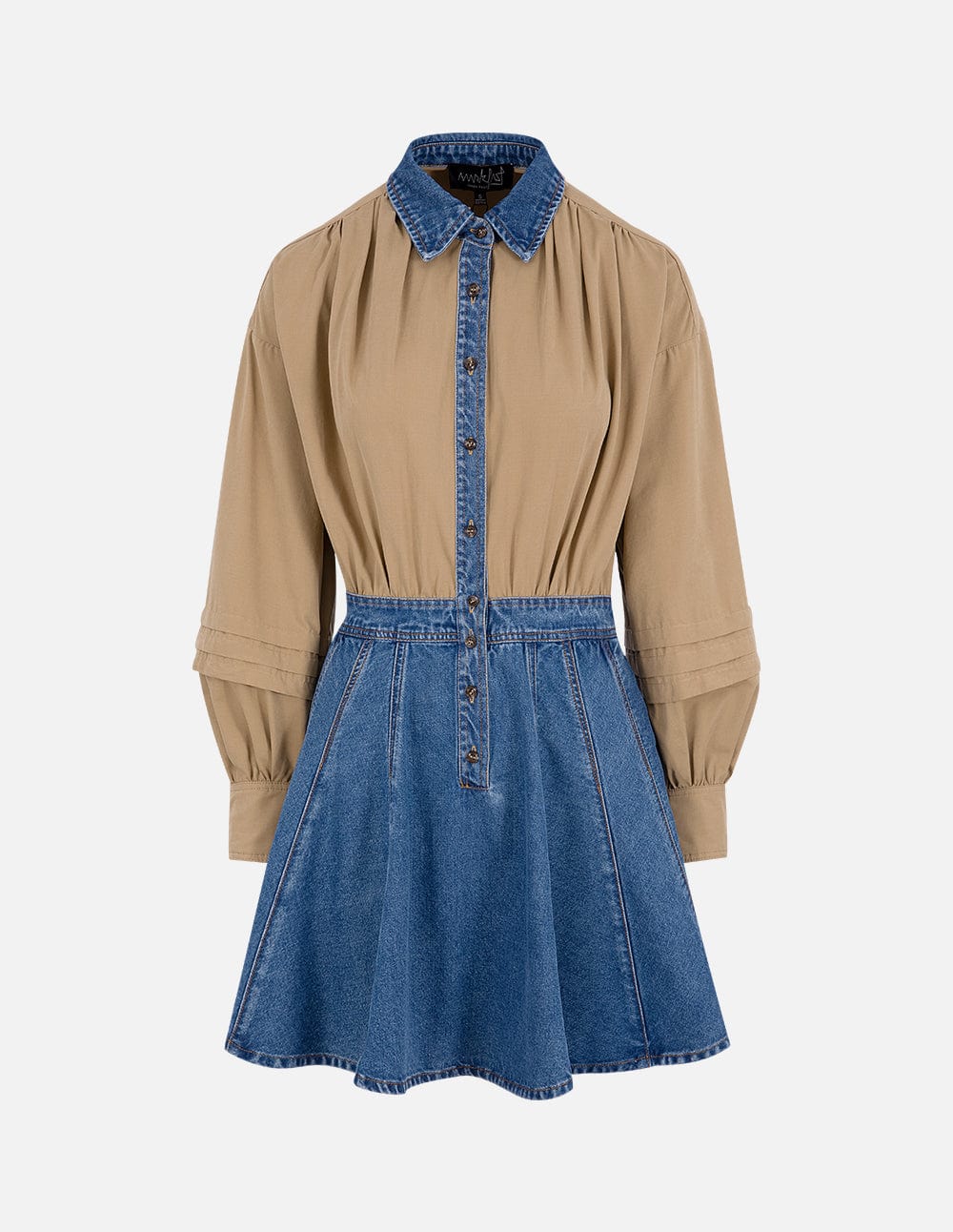 Ladies Fake Two Piece Shirt With Denim Dress