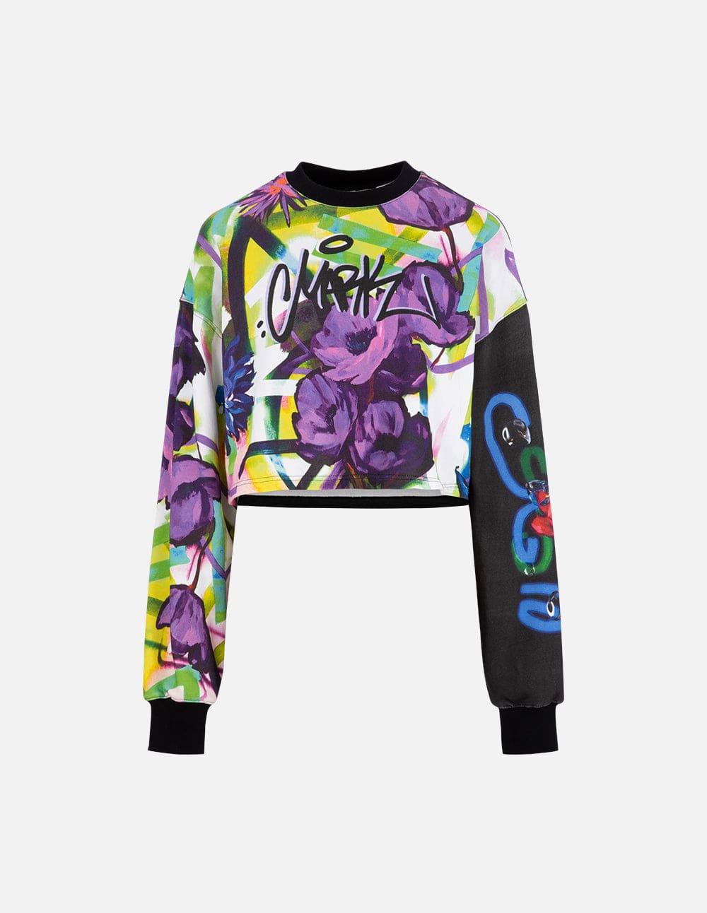 Ladies Black Cotton Printed Sweatshirt